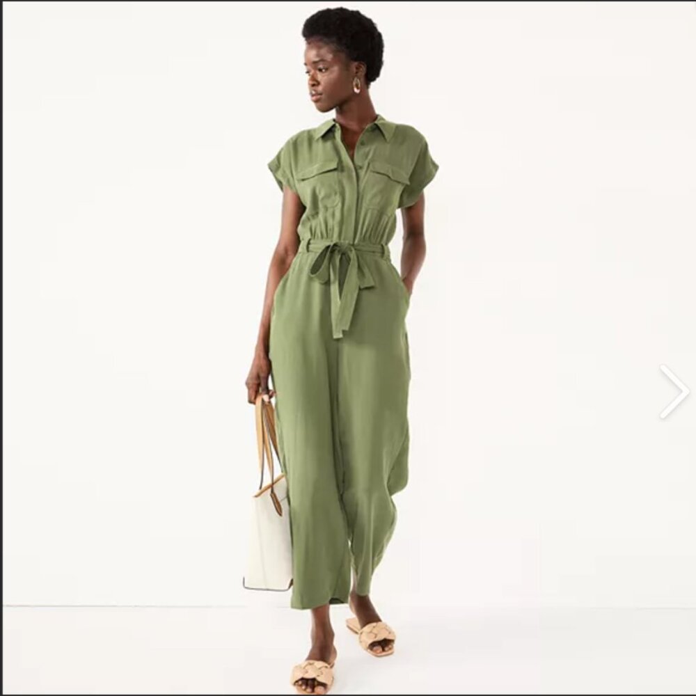 Nine West Utility Jumpsuit – Size Large - Olive Green